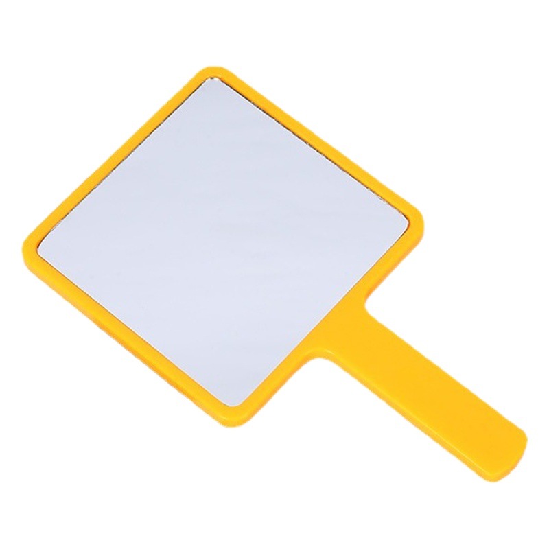 Espejo de maquillaje cuadrado simple y pequeño para el escritorio de la dormitorio de las chicas, espejo pequeño portátil y práctico con mango.