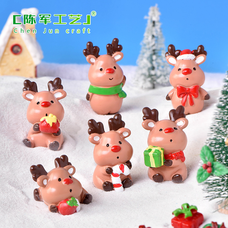 Tiểu cảnh tuần lộc Giáng Sinh, hộp quà tặng, gậy Giáng Sinh, trang trí tuyết, quà tặng Noel (z-CJ-282)