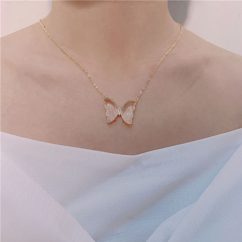 304 Stainless Steel Copper Fashion Inlay Butterfly Crystal Pendant Necklace display picture 15
