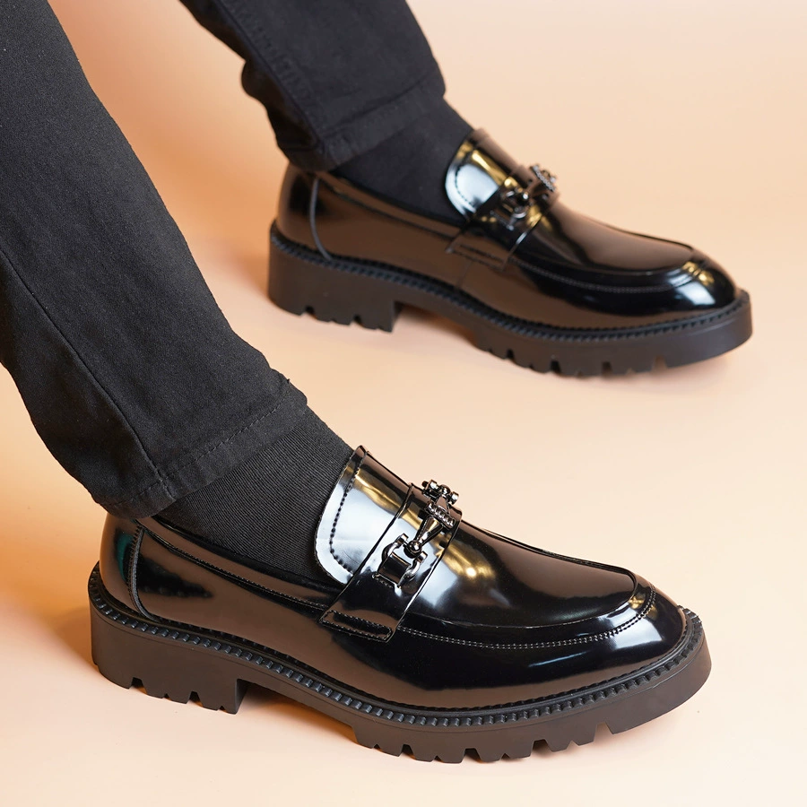 Осень в британском стиле мужская обувь Lefu бизнес кожаная обувь мужская кожаная повседневная бобовая обувь лакированная мужская обувь