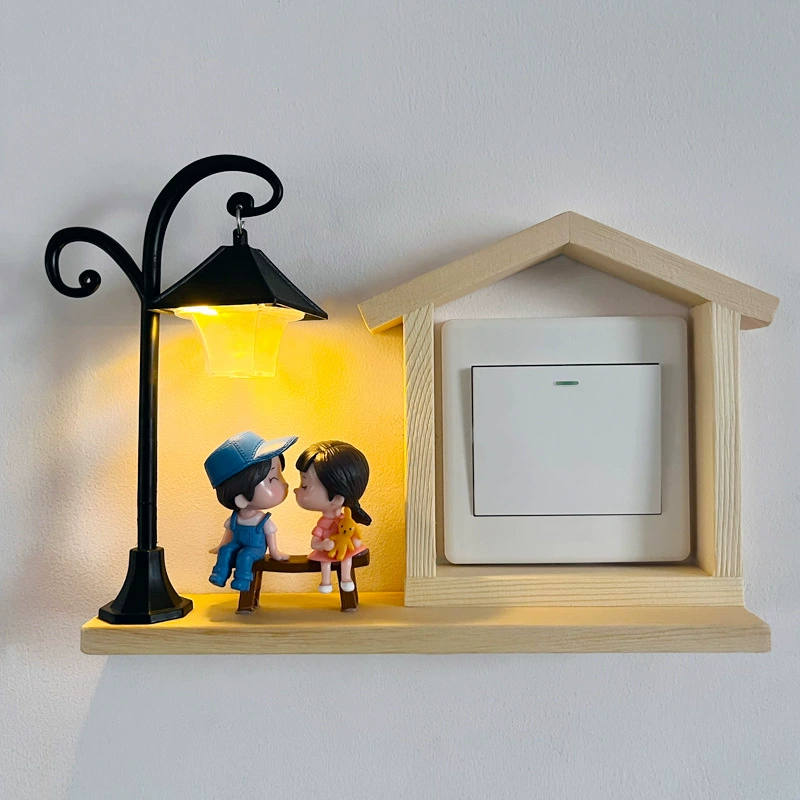 Наклейка на выключатель ночного света, креативная наклейка на стену, защитная крышка, декоративная рамка, европейский стиль, простая, милая, трехмерная наклейка на дереве из цельного дерева