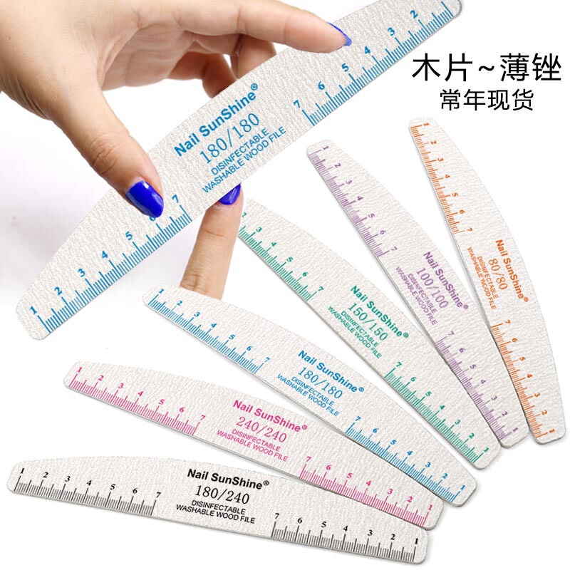 Nailshine Ruler Cross-Border Manicure Nail Surface Polishing Gray White Sandpaper Half-Moon Nail File