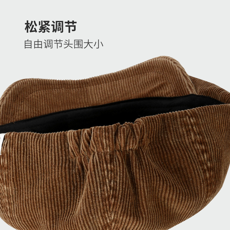 春秋新款百搭文艺风灯芯绒报童帽日系复古小众画家帽贴布前进帽|undefined