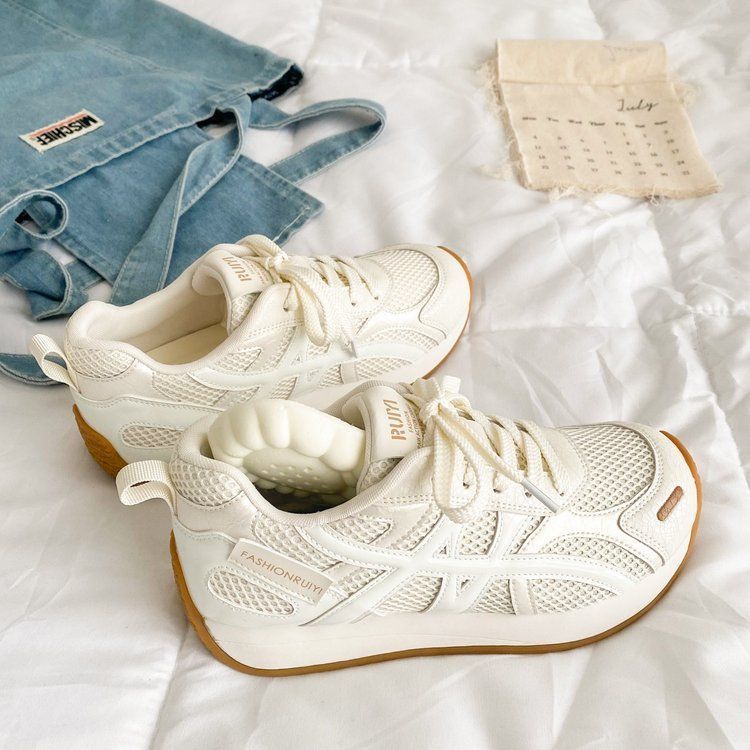 Zapatos de entrenamiento alemanes de todo fósforo de moda para mujer 2025 nuevos zapatos Forrest Gump de verano, zapatos deportivos de aumento de ocio transpirables de malla