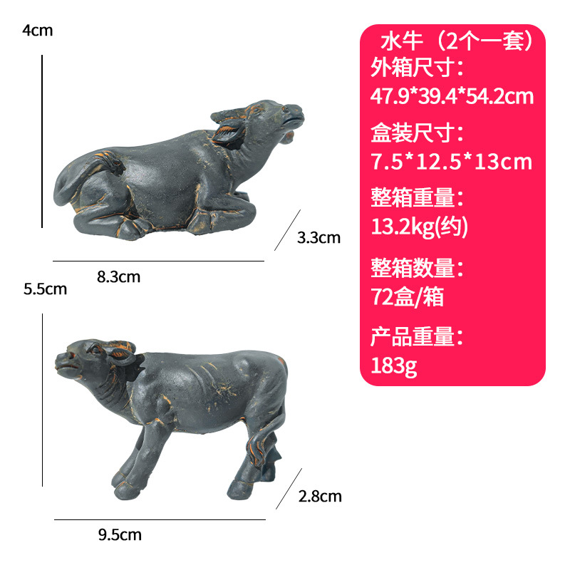 Simulación de decoración de maceta de búfalo decoración de escritorio accesorios de bonsai resina creativa vista al por mayor ternero