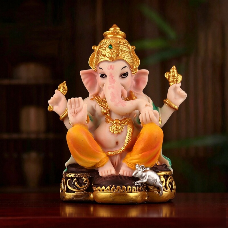 Indian Ganesha resin craft ornament, God of Wealth statue, desktop decoration, South Asian style auspicious ornament