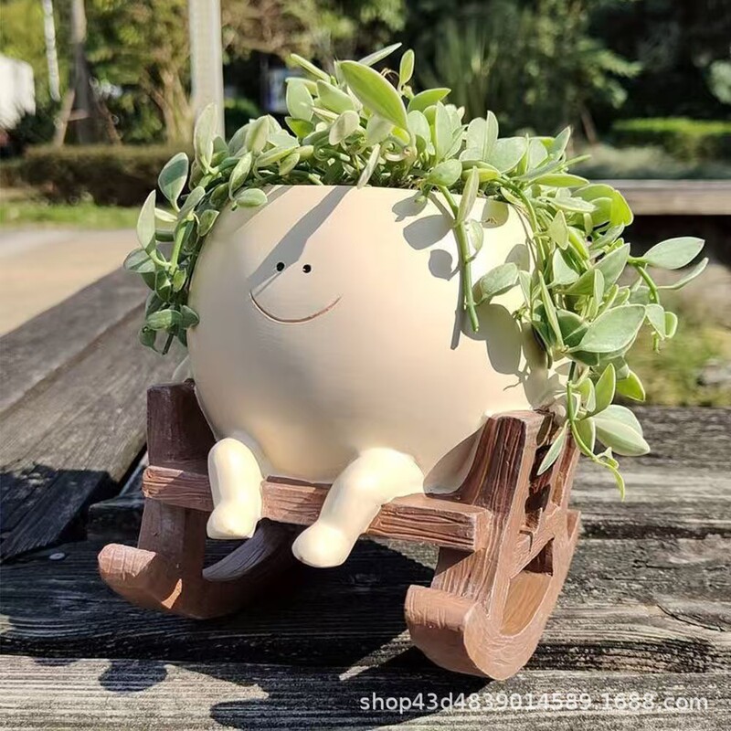 Cross-border Smiley Fleshy Cute Smiley Rocking Chair Flower Pot Creative Home Decoration Layout Reading Rocking Chair Flower Pot Ornaments Cross-border Smiley Fleshy Cute Smiley Rocking Chair Flower Pot Creative Home Decoration Layout Reading Rocking Chair Flower Pot Ornaments