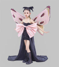 女童潮服爱豆表演打歌服玩偶主题走秀服大蝴蝶翅膀粉黑色奇异设计