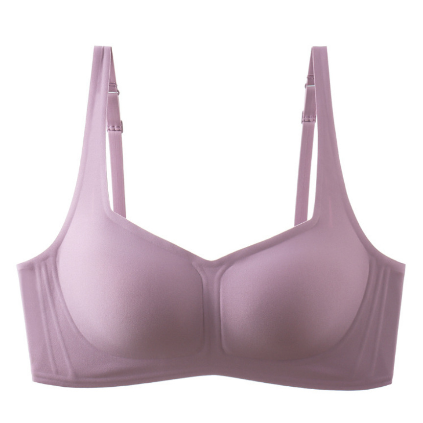 Francés retro chica cuello cuadrado ropa interior de látex sujetador inalámbrico sin costuras de las mujeres pequeño pecho empuja hacia arriba sujetador de soporte superior Delgado