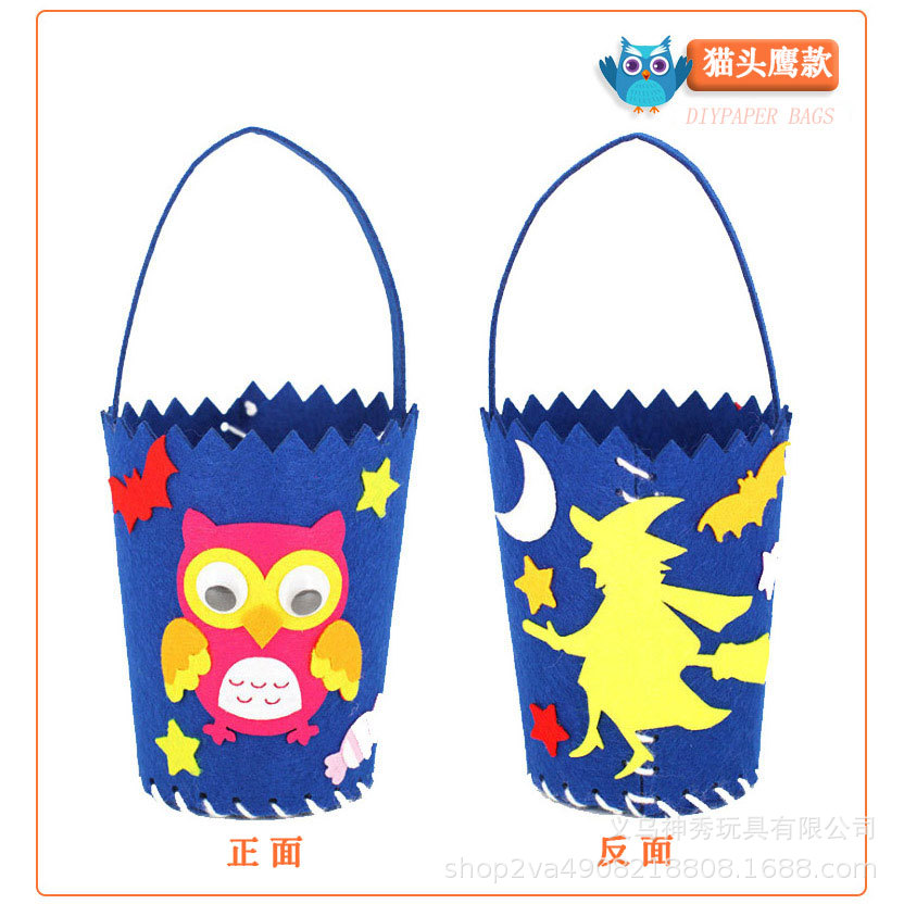 Paquete de material hecho a mano de bricolaje hecho a mano de Halloween hecho en casa de tela no tejida bolsa de calabaza Portátil Bolsa de regalo bolsa de dulces