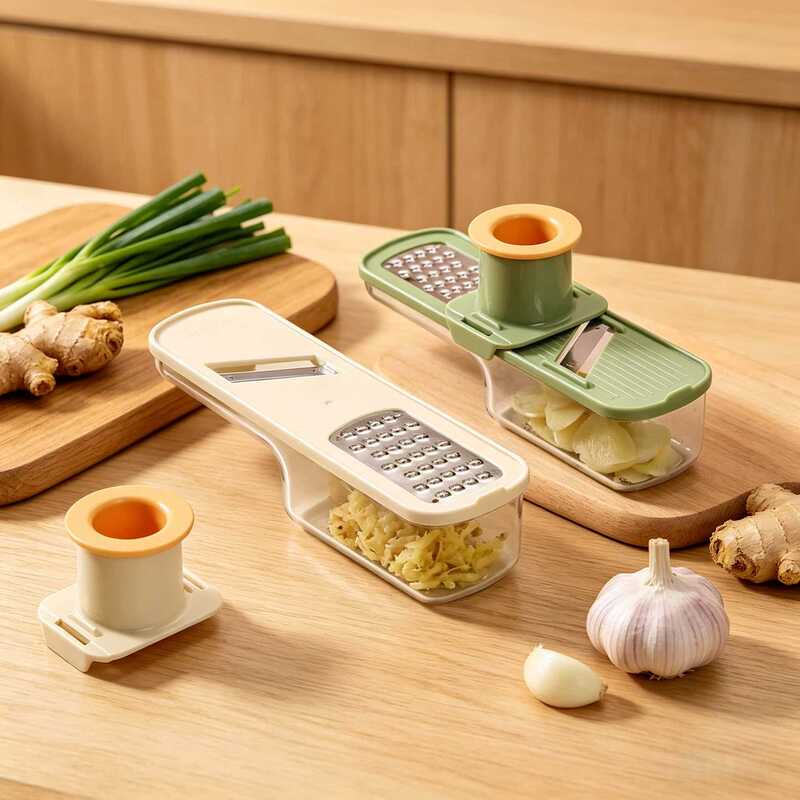 Three-In-One Ginger and Garlic Grinder for Home Kitchen, Grater and Slicer with Hand Guard, Multifunctional Garlic Masher Three-In-One Ginger and Garlic Grinder for Home Kitchen, Grater and Slicer with Hand Guard, Multifunctional Garlic Masher