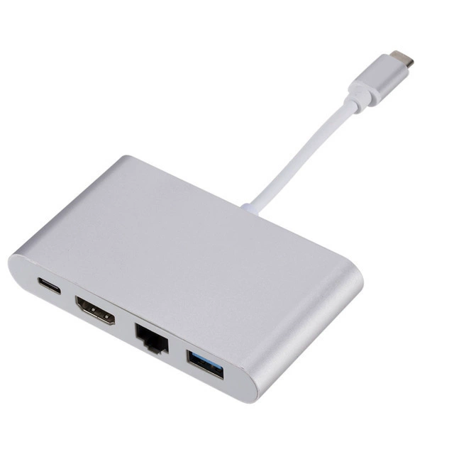 Type-C на USB3.0 + гигабитный LAN + HDMI + питание, многофункциональная 4-в-1 док-станция