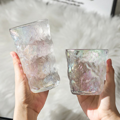 冰川紋玻璃杯子水杯女夏季啤酒杯家用牛奶茶杯男ins風飲料咖啡杯