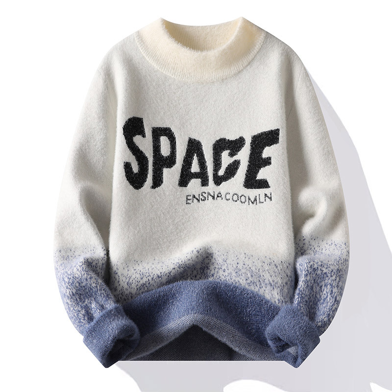 Pull de marque tendance pour hommes, pull en tricot ample et décontracté à col rond pour hommes, beau pull d'hiver pour jeunes_voghion.com