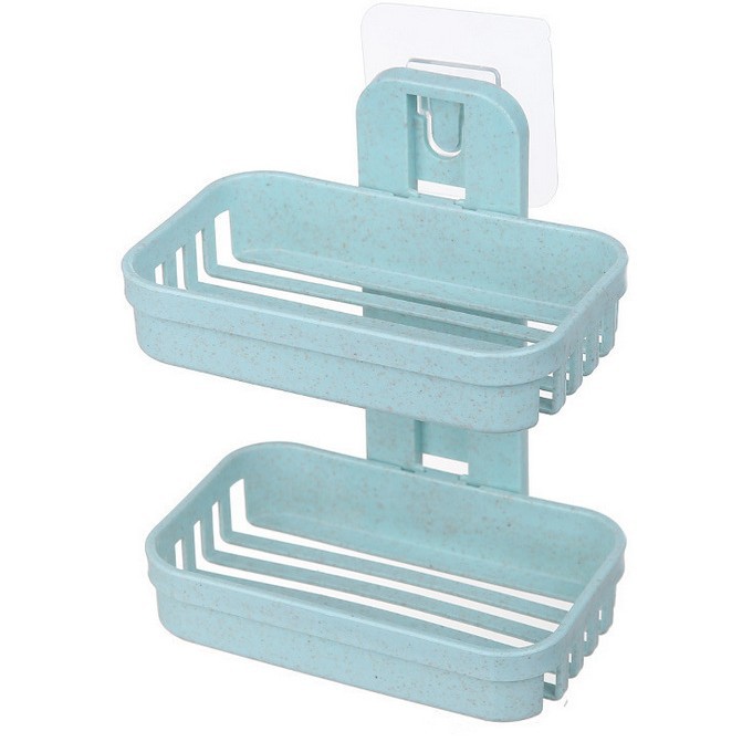 Caja de jabón caja de jabón titular de jabón soporte de jabón ventosa de doble capa montado en la pared caja de jabón de drenaje sin punzón titular de jabón