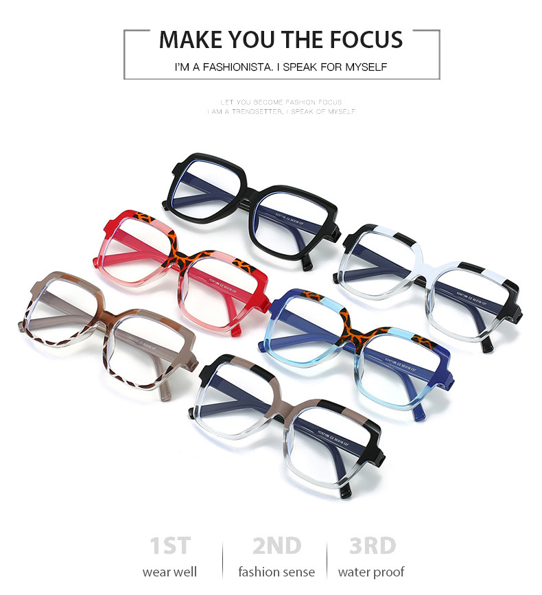 46g Weight Full Frame Glasses Structure Glasses Classification Ac Lens Material Square Glasses Style Daily Occasion Color Block, Leopard Pattern All Seasons Season Unisex Gender Simple Style Style Simple Style Color Block Leopard Ac Square Full Frame Optical Glasses 11