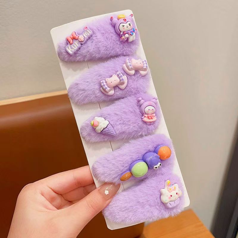 Kolomi niños abrazadera de cabello de otoño y invierno lateral abrazadera de cabello de niña abrazadera de cabello de cabello de niña pequeña frente abrazadera de cabello