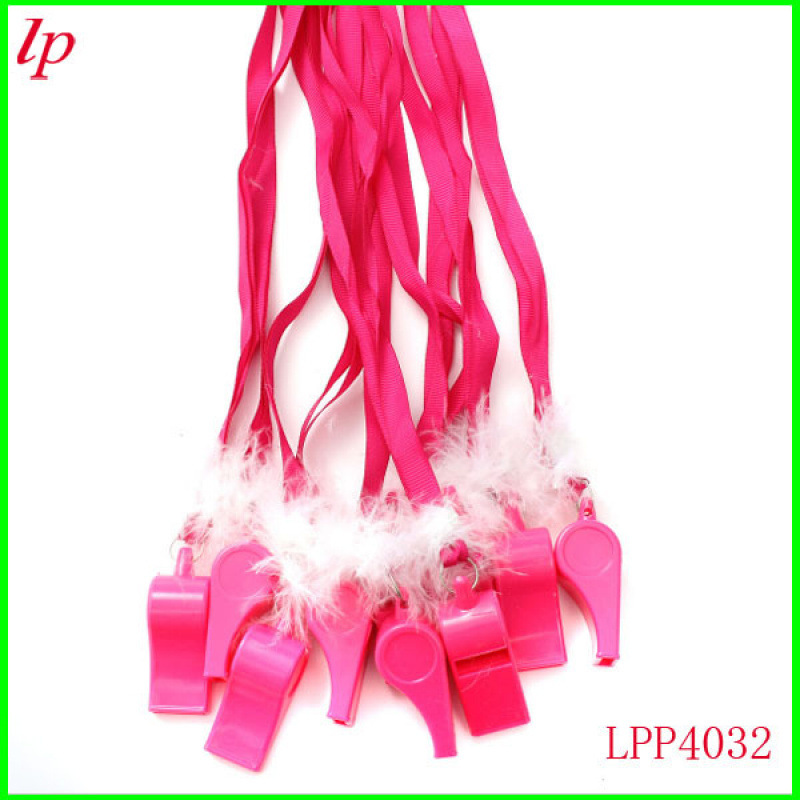 Rose Red Threaded Whistle with Feathers, Hen Party Dance Party Sexy Whistle
