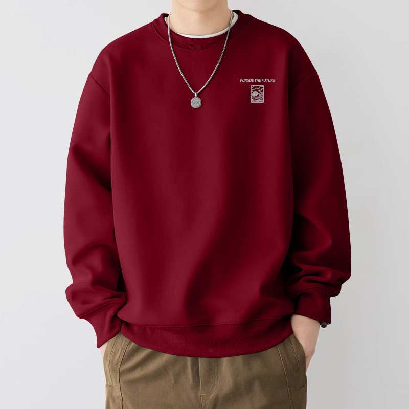 Añadir camisa de cuello redondo de vello para hombres primavera y otoño estilo americano camisa pesada nueva chaqueta de pareja de moda de gran tamaño