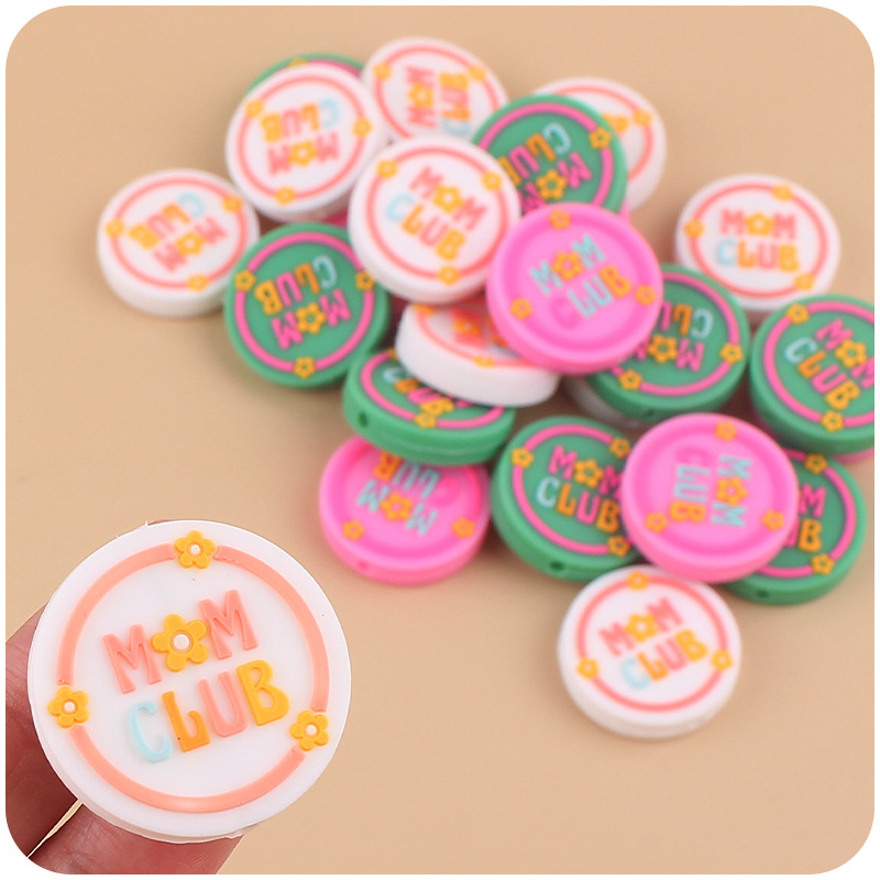 Nueva historieta del bebé MM redondo de silicona mordedor creativo DIY bebé molar pezón cadena mordedor pequeños accesorios