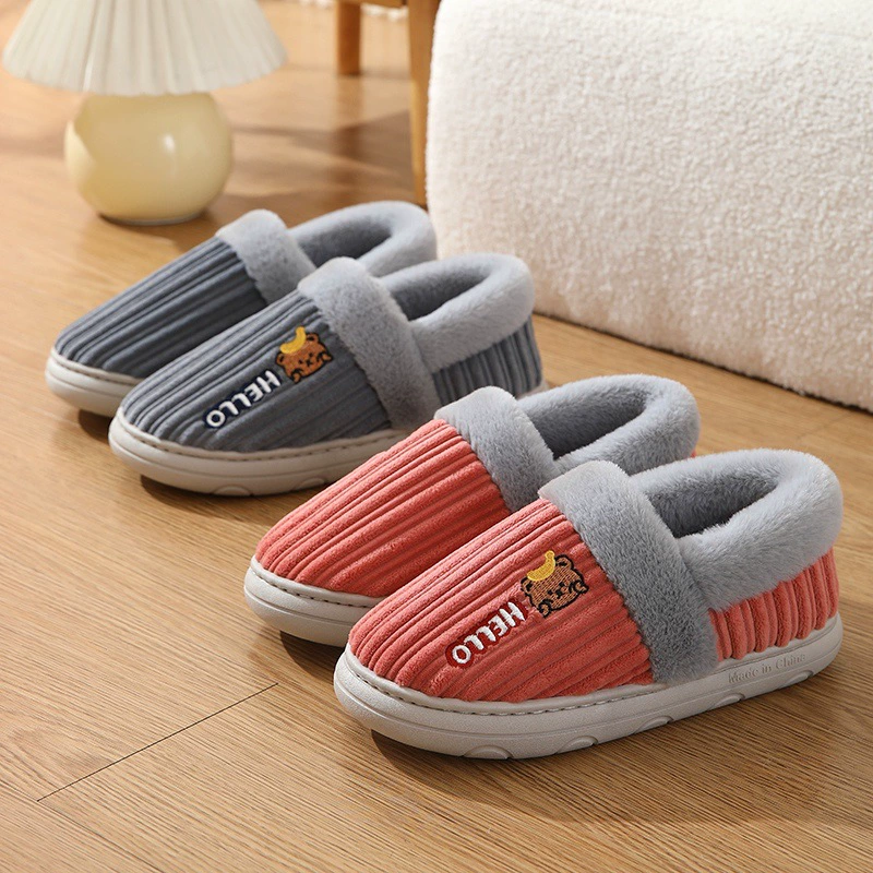 Хлопковые тапочки больших размеров, Мужская зимняя домашняя сумка на каблуке, домашняя теплая плюшевая хлопчатобумажная обувь, женская утолщенная подошва, нескользящая