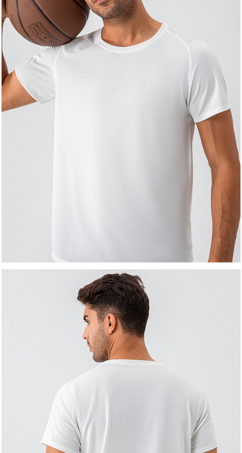 210g Weight Short Sleeve Sleeve Length Nylon Fabric Type Regular Top Length T-shirt Tops Type Outdoor, Running, Sports Occasion Round Neck Neckline Lattice, Solid Color Pattern Simple Style, Classic Style Style Wholesale Simple Style Classic Style Lattice Solid Color Short Sleeve Men's T-shirt 1