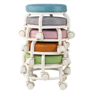 Universal Wheel Pulley Low Stool Household Shoe Changing Stool with Baby Artifact Mobile Pulley Stool Backrest Stool Children's Small Bench