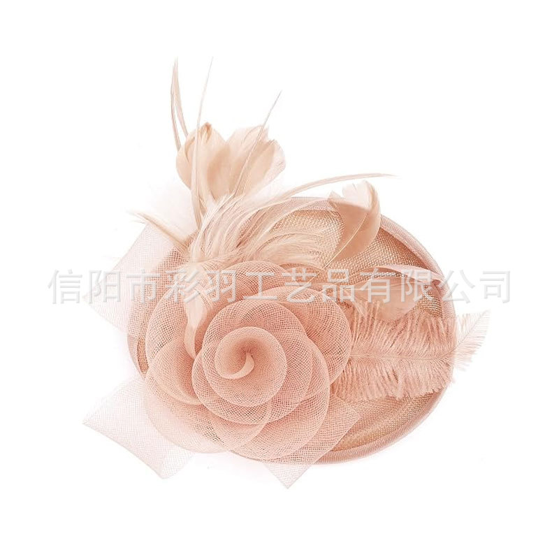 2026 New Amazon Hair Accessory Feather Headpiece Bridal Headdress Mesh Feather Performance Hat Hair Accessory
