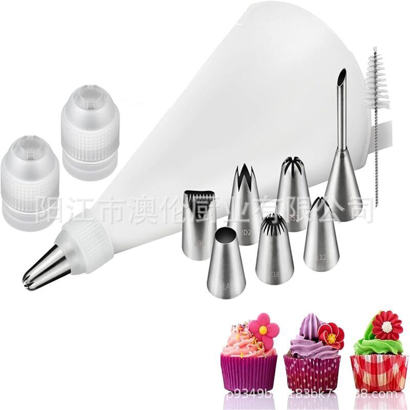 Amazon set de 12 piezas enmarcado boquilla set 304 no enmarcado boquilla de algodón enmarcado bolsa de flores decoración de pastel boquilla de crema image 3