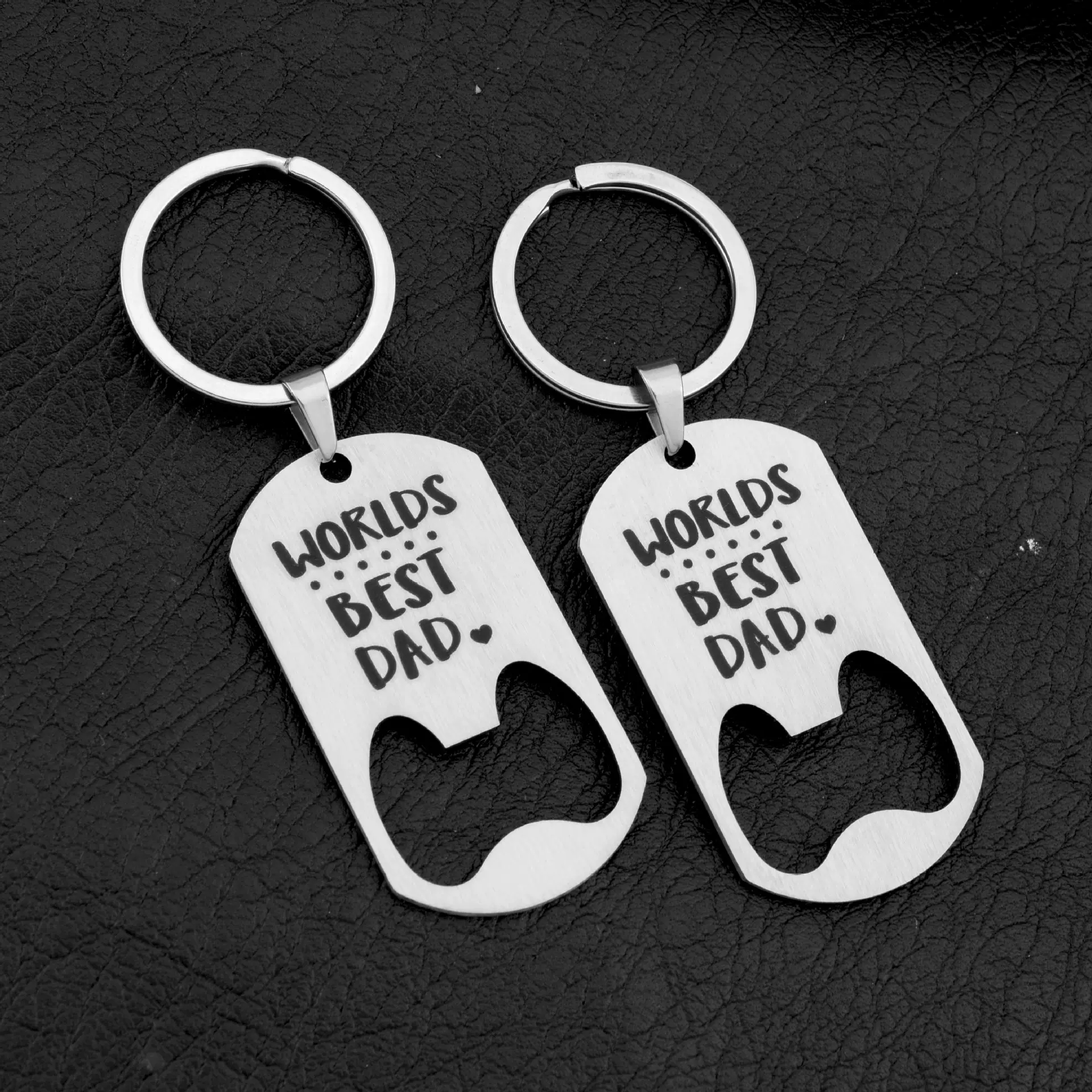 跨境新款啤酒开瓶器不锈钢钥匙扣可刻字diy挂件送男友父亲节礼物