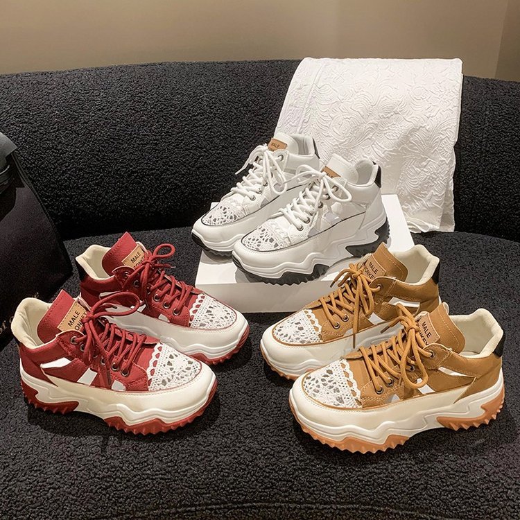 Cross-border Thick-soled Increased Torre Shoes Women's Summer New Style Lace-up Fashion Women's Shoes Contrast Hollow Breathable sneaker