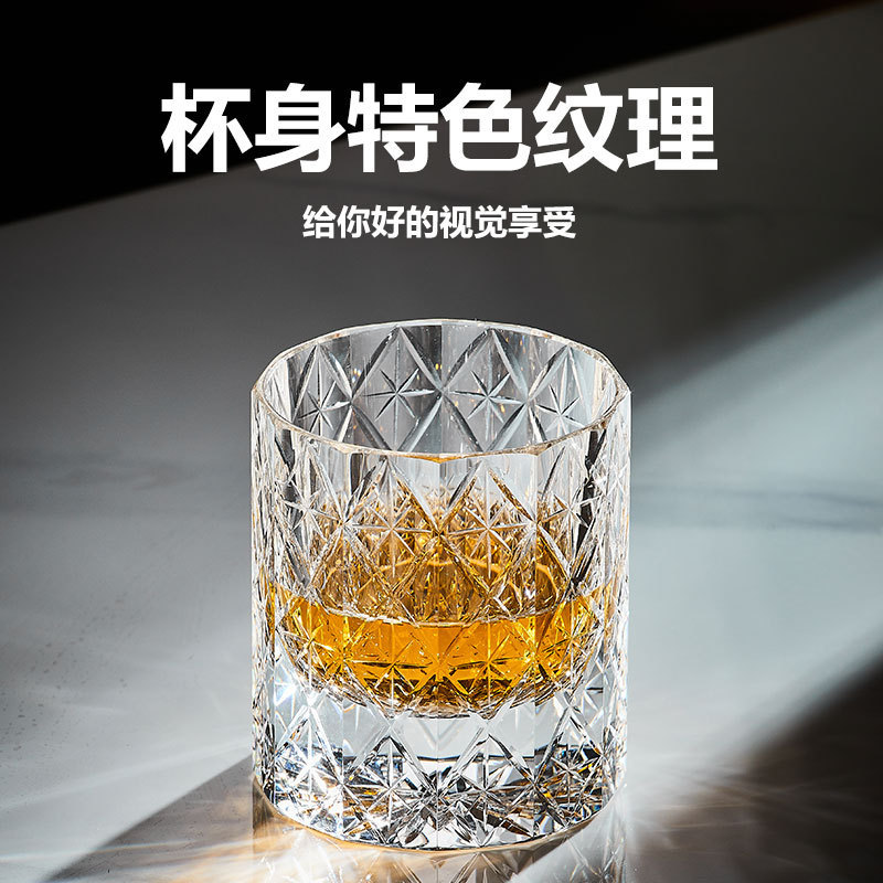 Fabricante al por mayor whisky tallado a mano pulido a mano taza de cristal tallado Rockefeller taza de vino K9 taza de cristal