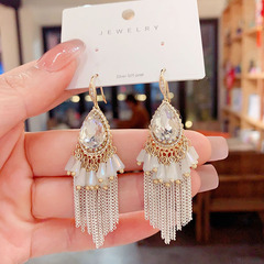 新款宮廷風手工長款流蘇耳環耳鈎大氣誇張網紅耳墜2024新款潮耳飾
