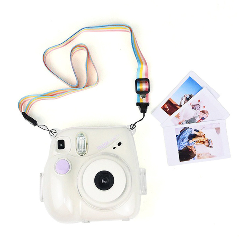 Suitable for Instax Mini 7+ Camera Crystal Case, Transparent Mini Camera Storage Protective Case with Strap