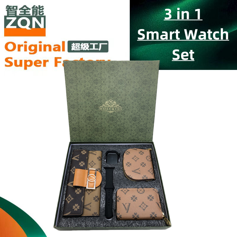 3in1 Smart Watch Set Smart Watch Wallet Card Holder Multi-Language Multi-Function