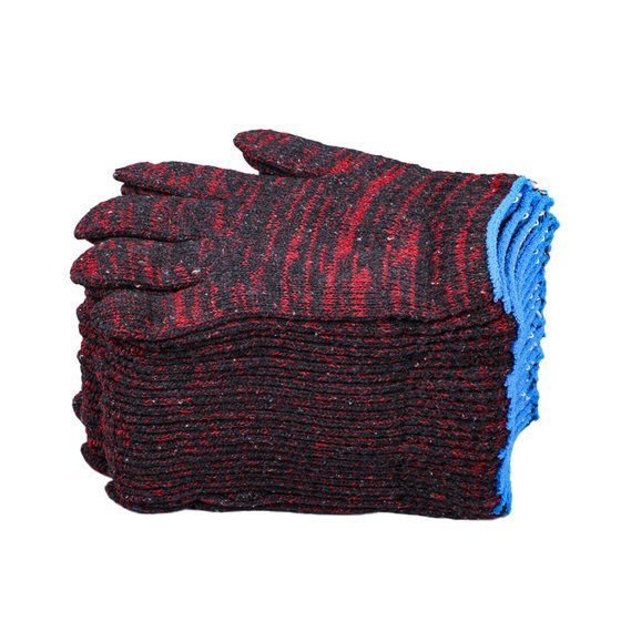 Labor protection gloves thickened wear-resistant work non-slip car repair site work labor protection white cotton yarn nylon gloves