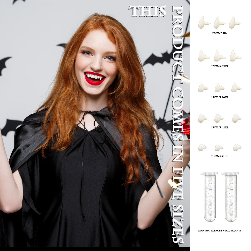 Ventas transfronterizas calientes de Halloween cos vampiros decoración dientes falsos travesuras horror muñecos enteros baile de maquillaje