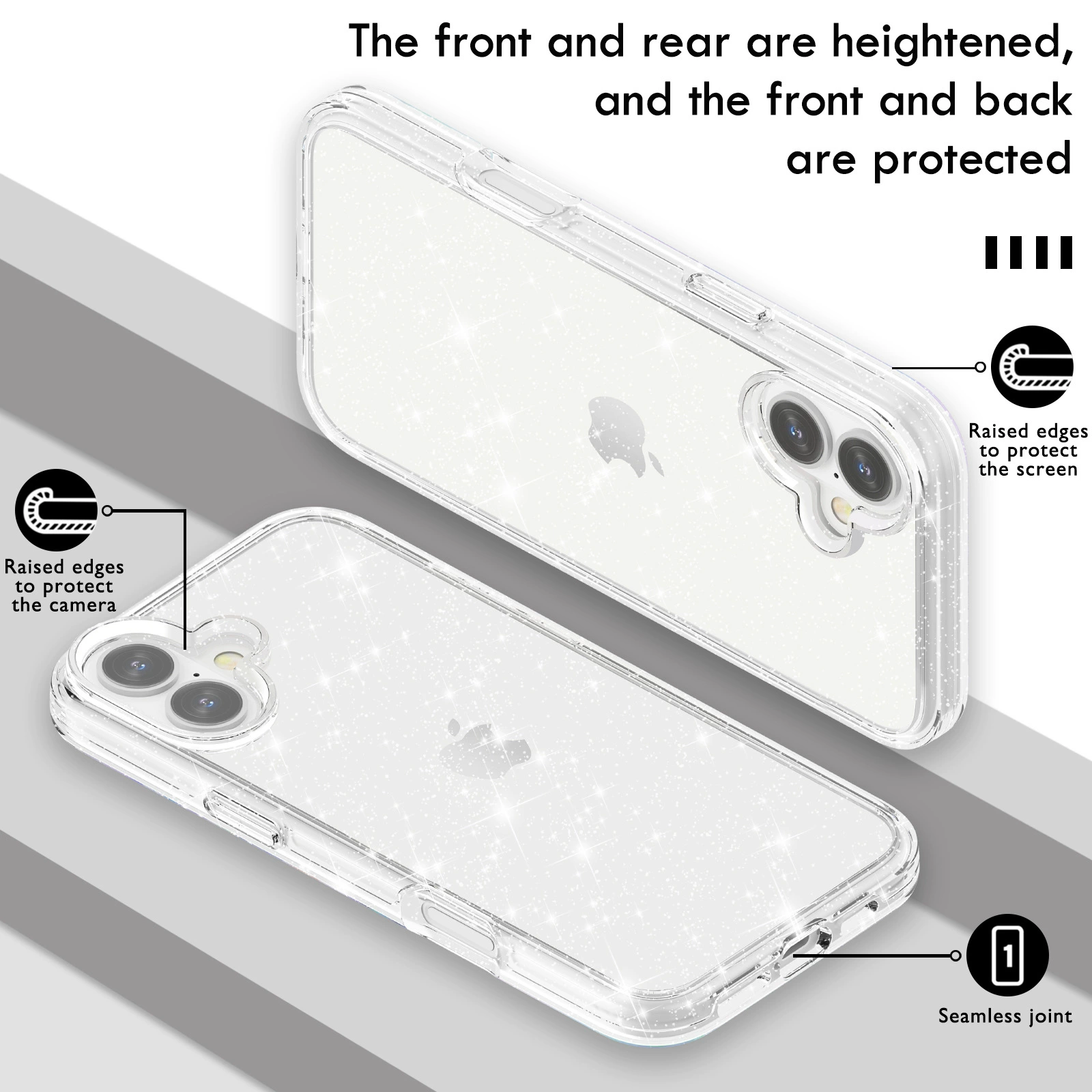 Совместимый чехол для телефона, прозрачный защитный чехол, iphone, 16plus, 2 в 1, защита от падения