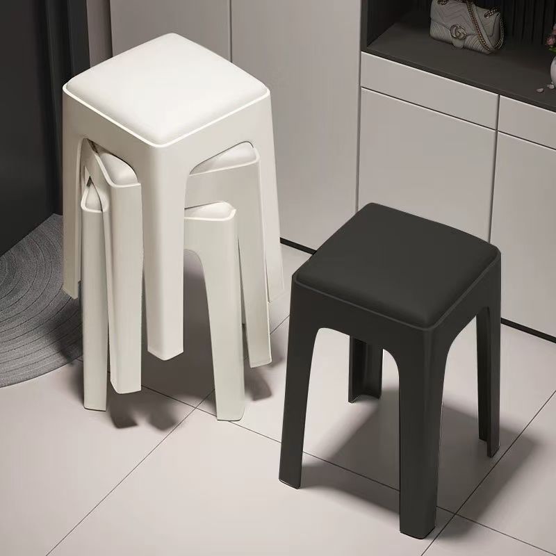 家庭用プラスチックスツール、厚みのある積み重ね可能な正方形のベンチ、モダンでシンプル、丈夫で耐久性のあるダイニングテーブルスツール、スペアハイチェア|undefined