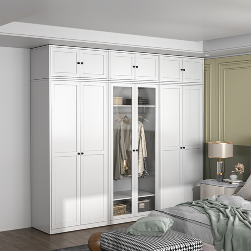 Steel Cabinet for Home Bedroom with Glass Door, Simple Metal Wardrobe, Economical Metal Balcony Storage Cabinet
