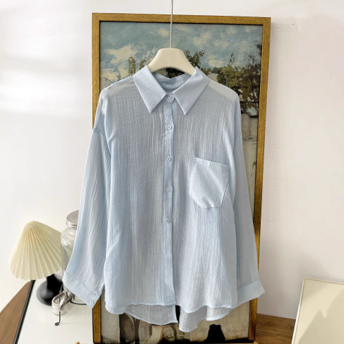 Thin sunscreen shirt for women long sleeves 2025 new summer loose niche design sense back slit shirt 5559