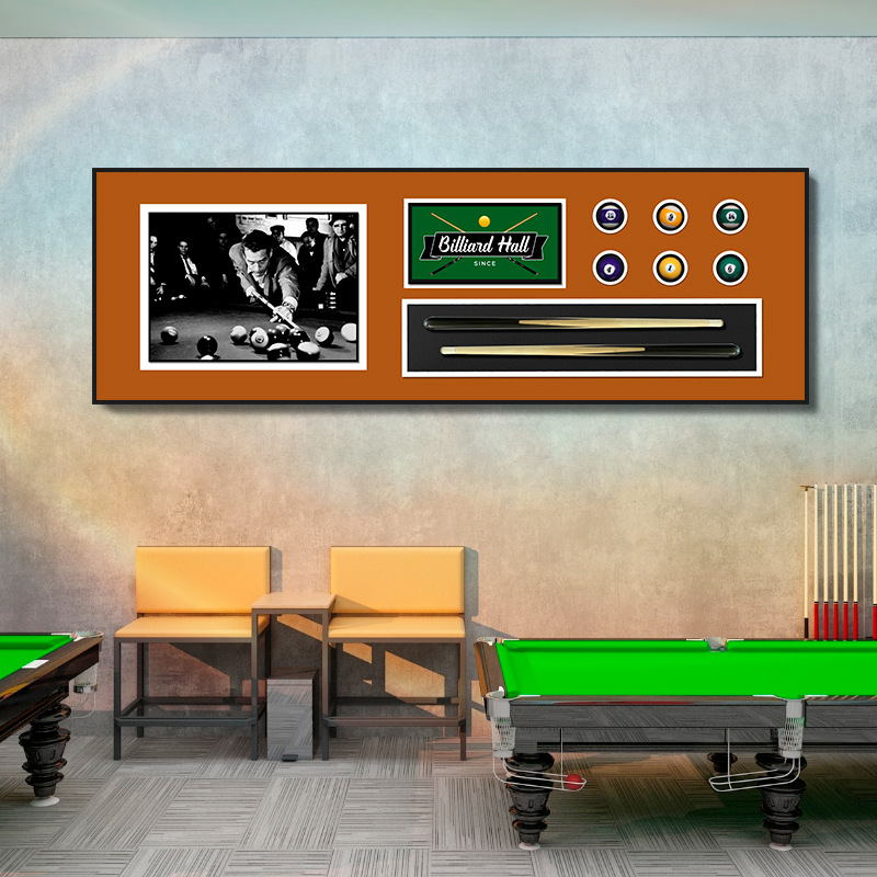 Billares decoración pintura sala de estar sofá pared de fondo tridimensional entrada física 3D pasillo sala de billar club pintura colgante