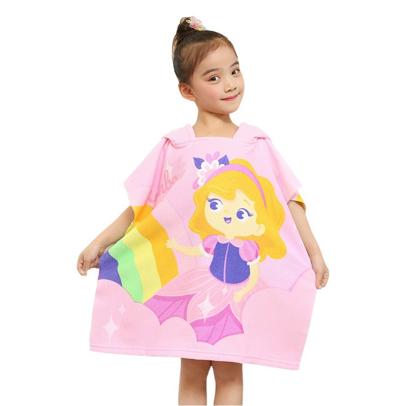 Мальчики и девочки детское банное полотенце накидка детский Русалка милый халат с капюшоном пляжное полотенце плавательный пуловер носимая накидка