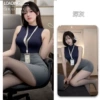 Dark gray (top + skirt + chest tag + thong)
