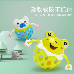 【】 Baby Animal Hole Soft Rubber Hand Grab Ball Tactile Perception Ball Chewable Infant Rattle Toy 