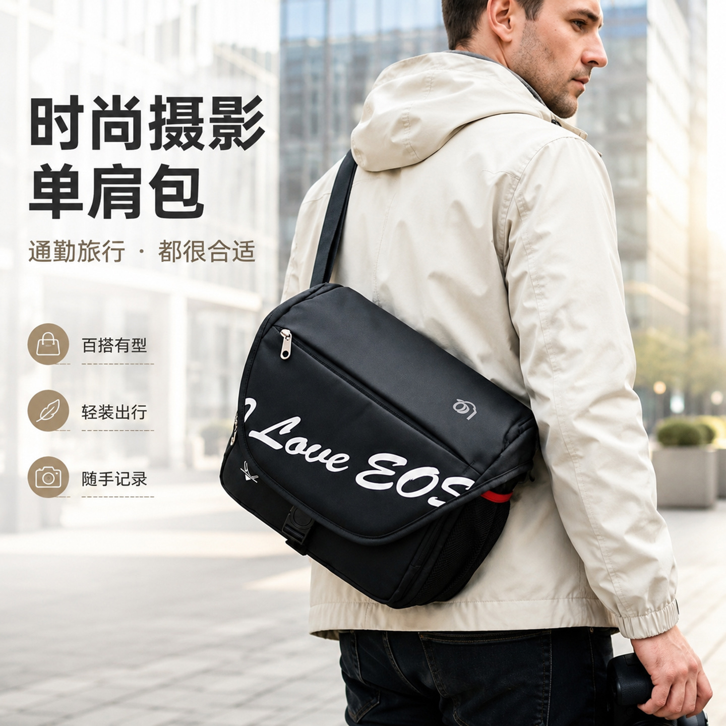 Waterproof DSLR camera bag, portable shoulder bag for mirrorless cameras, suitable for Canon, Sony, and Fujifilm. Wholesale orders accepted.