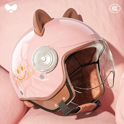 Motosiklet kaskı (dəbilqə) | Certified, Boys' Safety Helmet - category-a-new-3c-adult-sakura-pink-transparent-short-mirror-one-size-fits-all