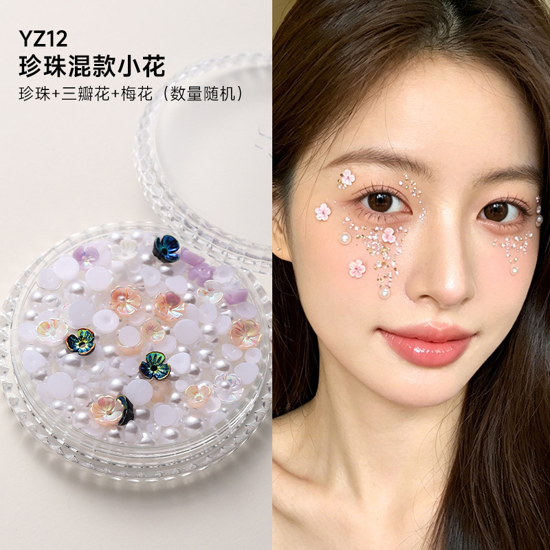 Decoraciones faciales maquillaje de ojos de novia maquillaje de escenario para niños pegatinas especiales cara lentejuelas lágrima diamante mariposa perla al por mayor