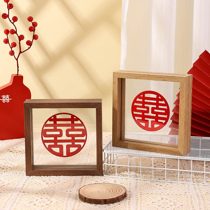 Wooden Photo Frame for Home Desktop, Wedding Supplies, Newlywed Decorations, Double-Sided Transparent Glass, Paper-Cut DIY Picture Frame Wooden Photo Frame for Home Desktop, Wedding Supplies, Newlywed Decorations, Double-Sided Transparent Glass, Paper-Cut DIY Picture Frame