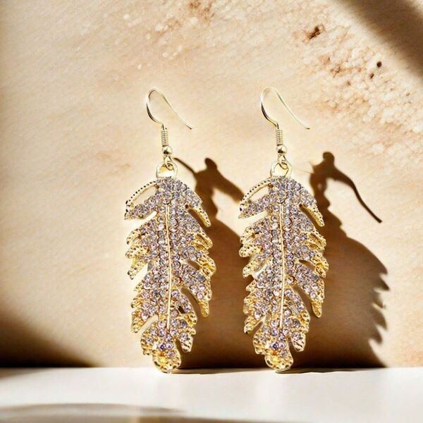 fashionable elegant earrings with rhinestones